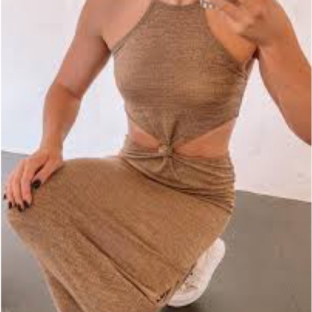 2. SHEIN Tan Knotted Cutout Women’s Dress Size Medium